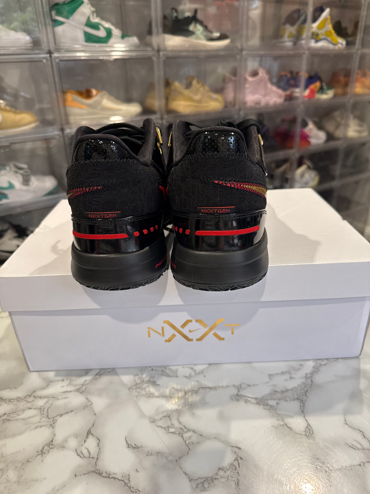 Zoom LeBron NXXT Gen AMPD 'Black Metallic Gold Red'